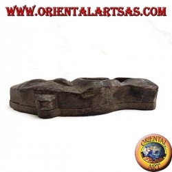 Cendrier en forme de masque tribal en bois de teck