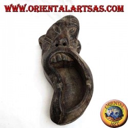 Tribal mask shaped ashtray made of Teak wood