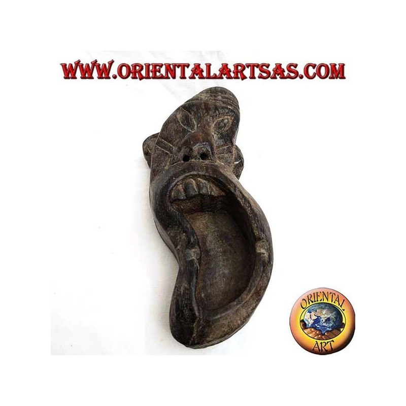 Posacenere a forma di maschera tribale in legno di Teak (destra)