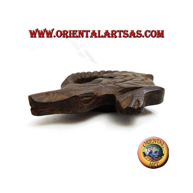 Posacenere a forma di coccodrillo in legno di Teak
