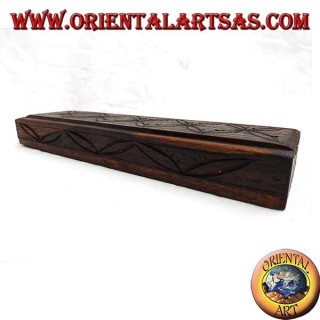 Caja rectangular con apertura deslizante en madera de ébano pequeña.