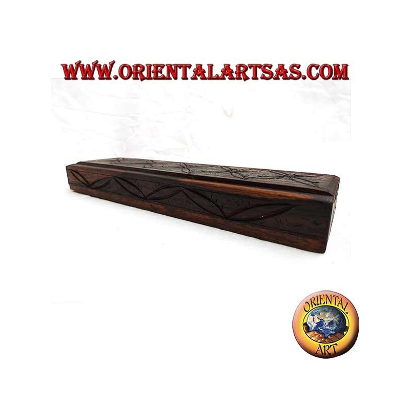 Rectangular box with sliding opening in small ebony wood