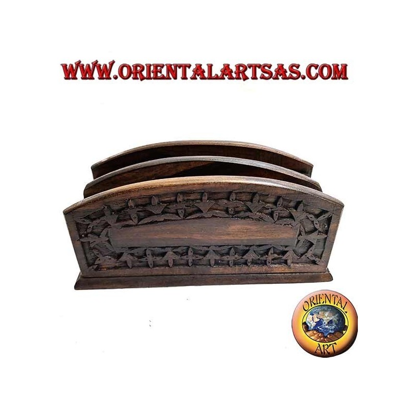 Portalettere a due tasche in legno di ebano (piccolo)