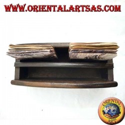 Mailbox with two pockets in ebony wood (small)