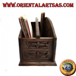 Mailbox with two pockets in ebony wood (large)