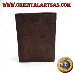 Business card holder with sculpture of a primitive man in teak wood