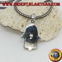 Silberne Hand von Fatima mit Augen- und Flachreliefdekorationen