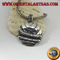 Silver pendant, medal wrapped by a snake
