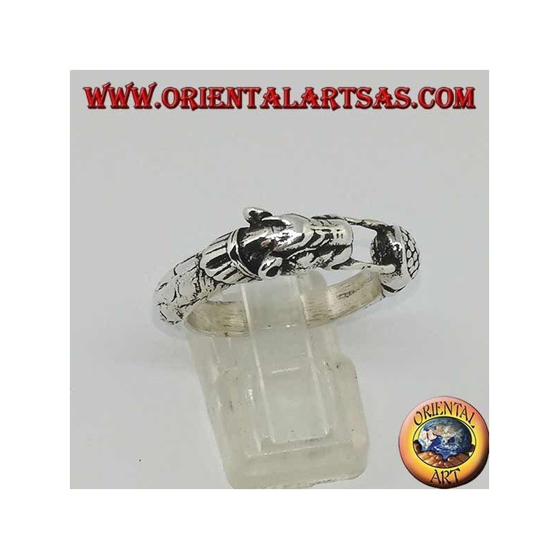 Silver ring with a panther (ouroboros)