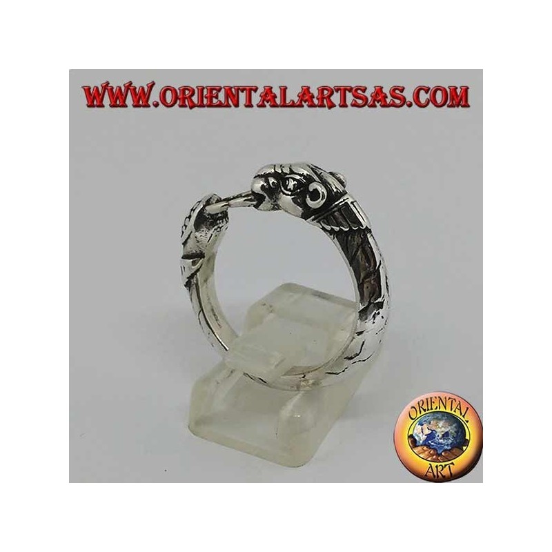 Silver ring with a panther (ouroboros)