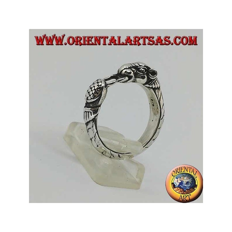 Silberring mit Panther (Ouroboros)