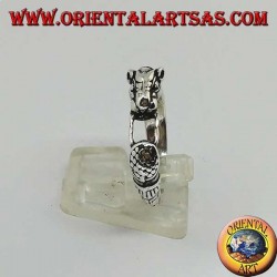 Silver ring with a panther (ouroboros)