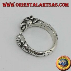 Silver ring with a panther (ouroboros)