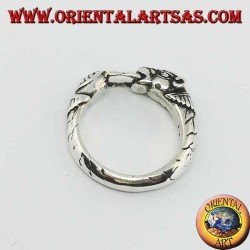 Silver ring with a panther (ouroboros)