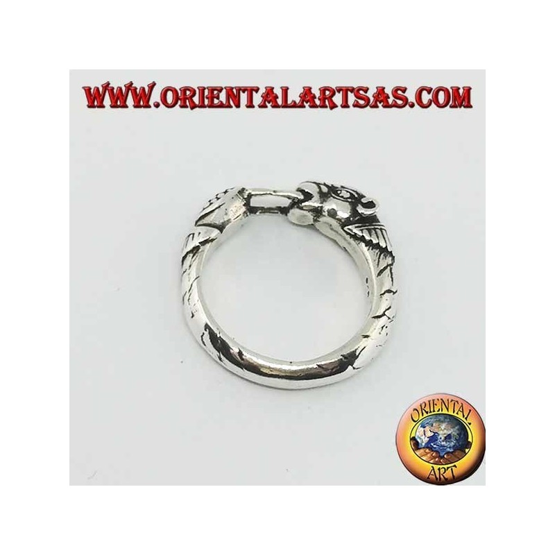 Silver ring with a panther (ouroboros)