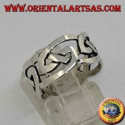 Bague en argent perforé avec noeud celtique