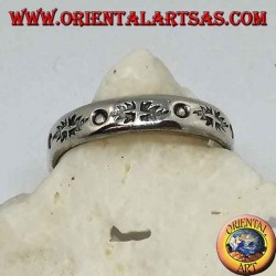 Silver ring with punch engravings