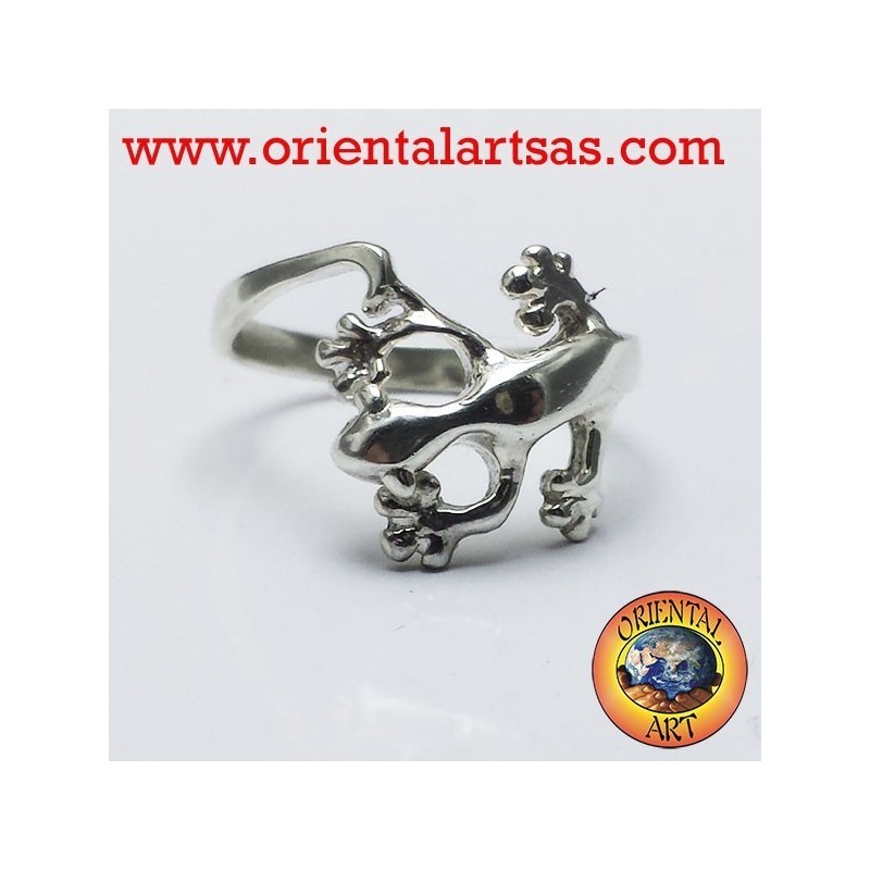 anneau de gecko en argent