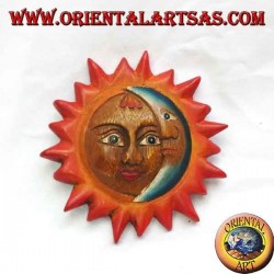 Sole e luna da muro a colori caldi e azzurro (piccolo)