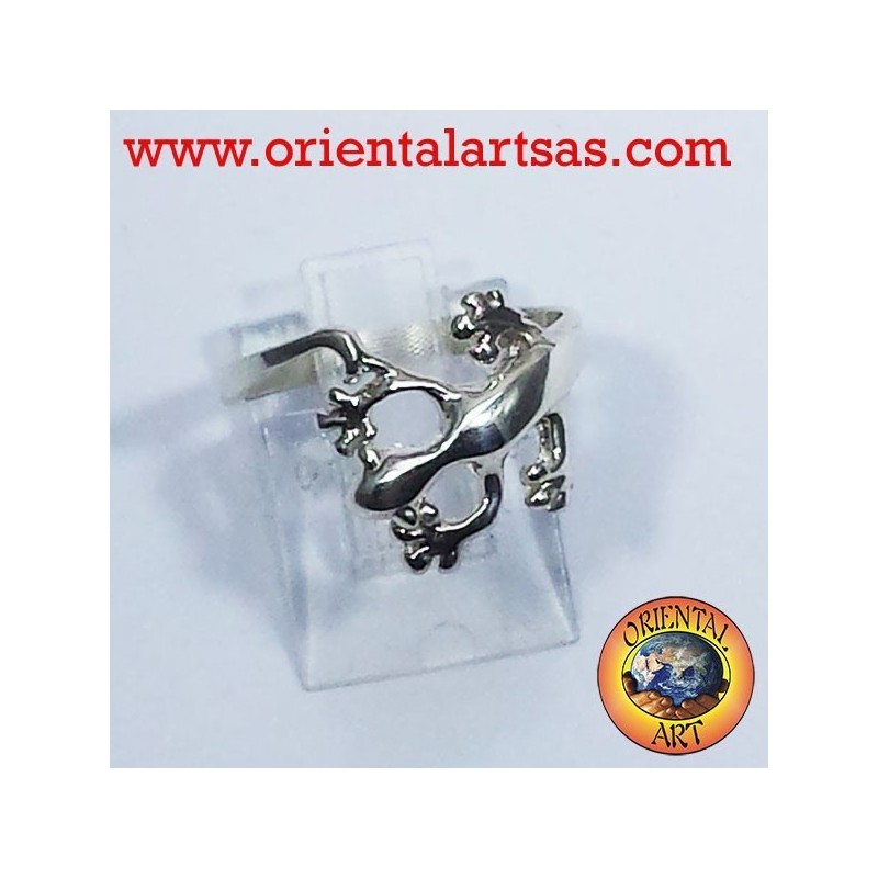 Gecko gecko anillo en plata