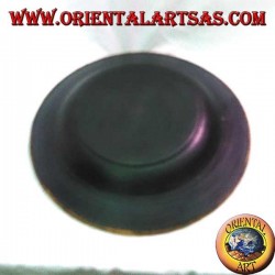 Large pocket tray in mahogany wood with border in woven wicker