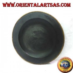 Großes Taschenfach aus Mahagoniholz mit Rand aus geflochtenem Korbgeflecht