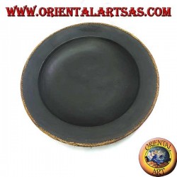 Bandeja de bolsillo grande en madera de caoba con borde en mimbre tejido