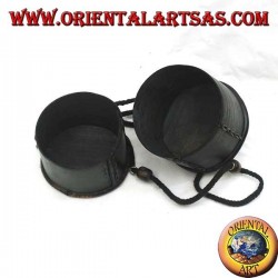 Boîte cylindrique et sac rigide en écorce d'arbre et bambou