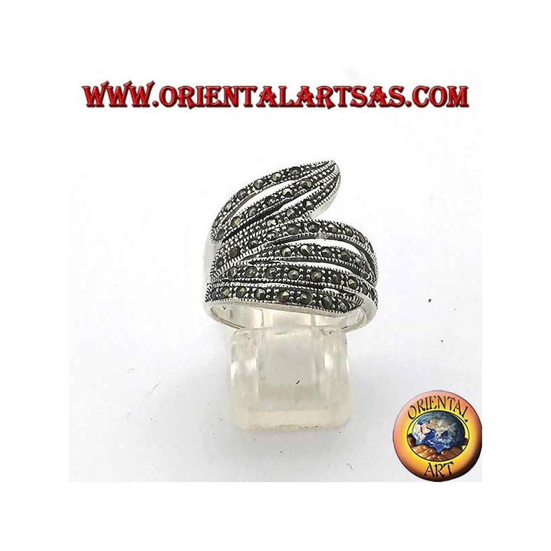 Helixband Silberring mit Markasit