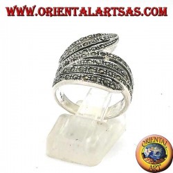 Anillo helicoidal de plata con marcasita