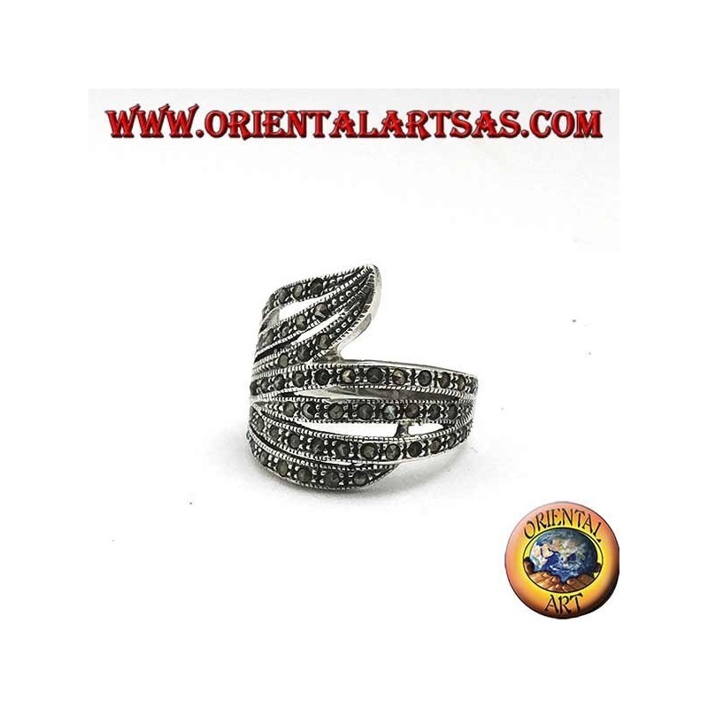 Helixband Silberring mit Markasit
