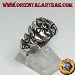 Anillo de plata de espina con ónix redondo