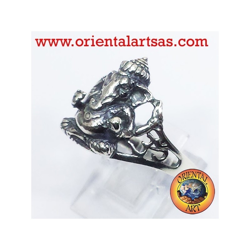 Anello Ganesh in argento con om