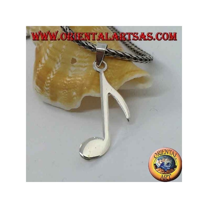 Silver pendant musical note elongated chroma