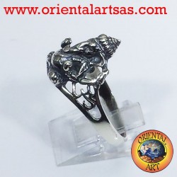 Anello Ganesh in argento con om