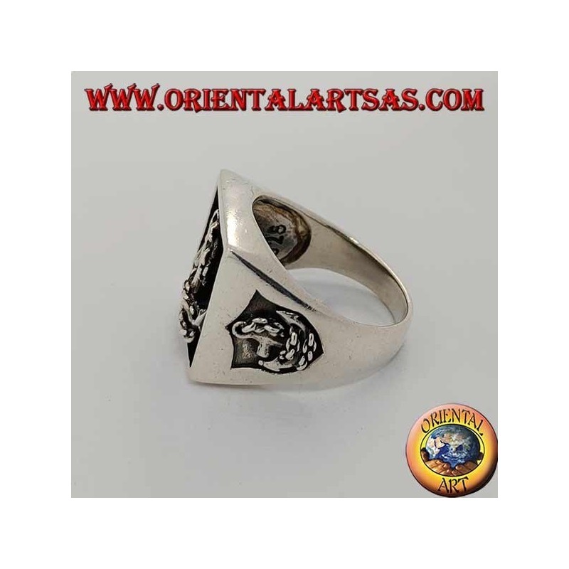 Anello in argento sigillo quadrato con àncora