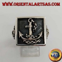 Silberring mit quadratischer Dichtung und Anker