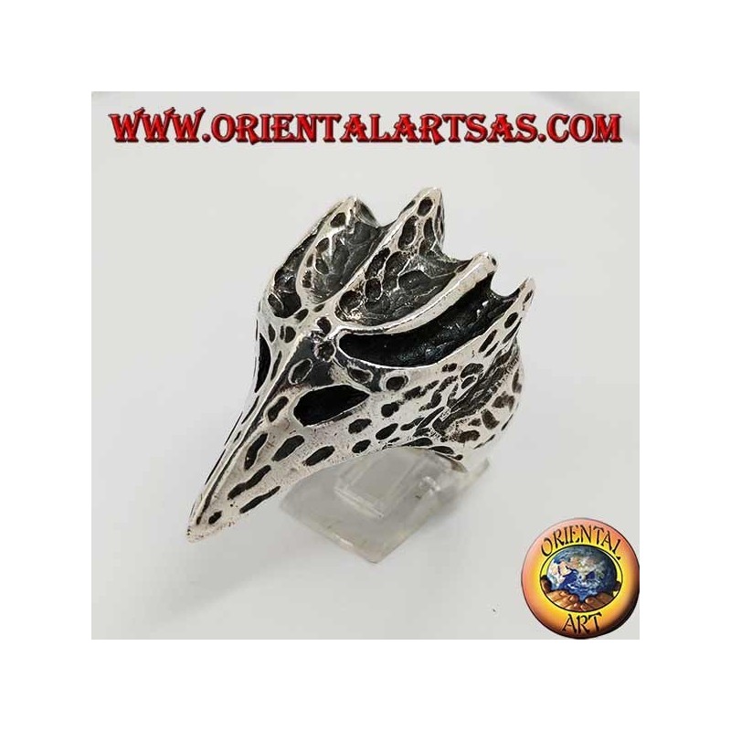 Silberring in Form eines Krähenkopfes (groß)