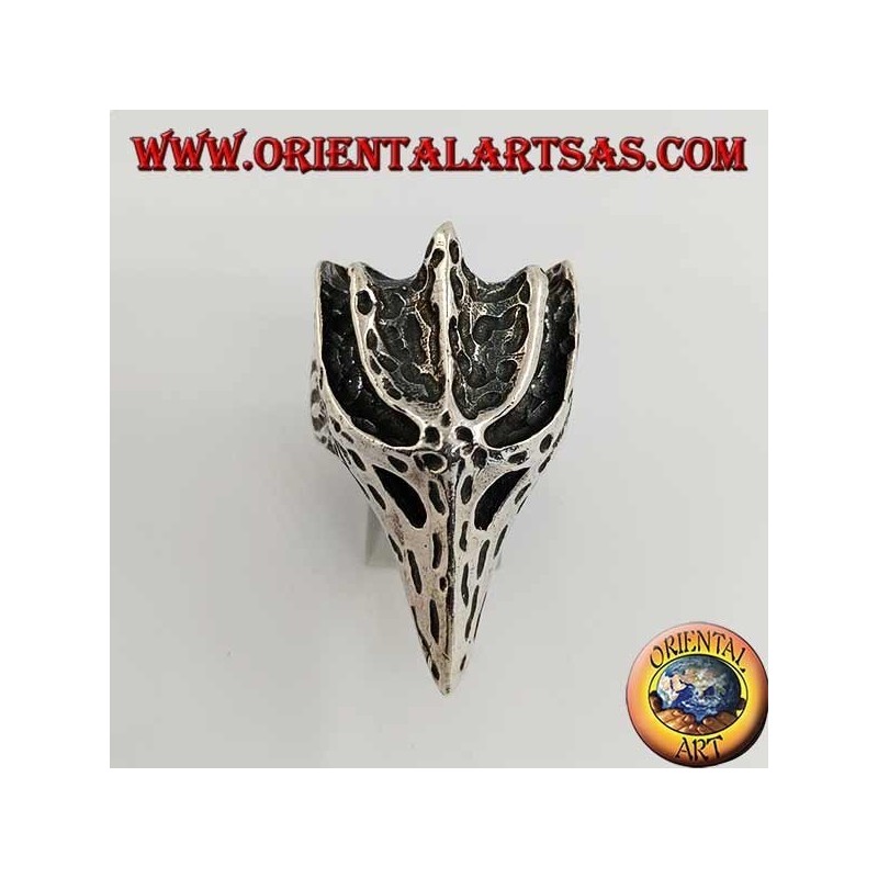 Bague en argent en forme de tête de corbeau (grande)