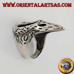 Bague en argent en forme de tête de corbeau (grande)