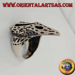Bague en argent en forme de tête de corbeau (grande)