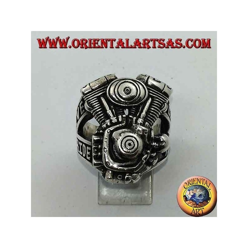 Silberring, Harley Davidson Motor "LIVE TO RIDE"