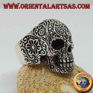 Anillo de plata calavera mexicana