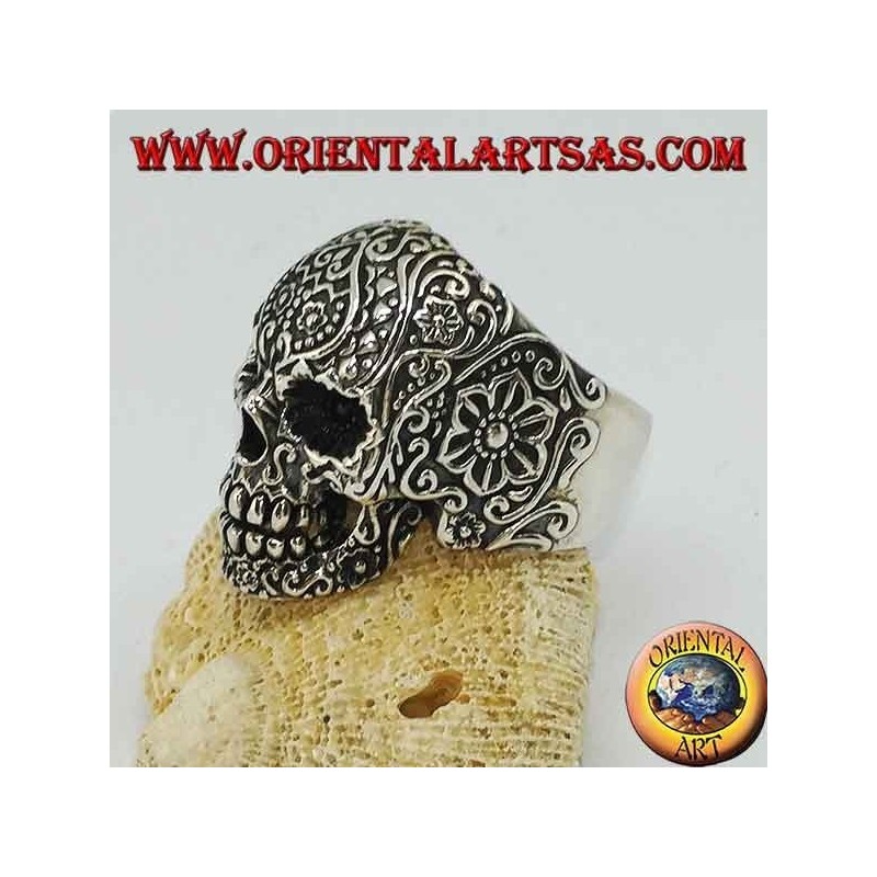 Mexican skull silver ring