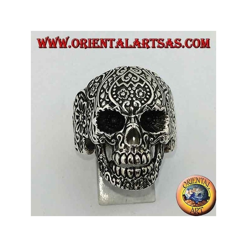 Mexican skull silver ring