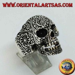 Anillo de plata calavera mexicana