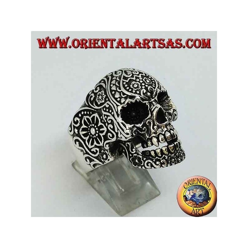 Anillo de plata calavera mexicana