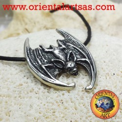 Bat-Anhänger mit dem Kopf nach unten Silber