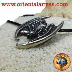 Bat-Anhänger mit dem Kopf nach unten Silber