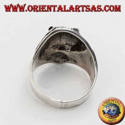 Silver ring, lion's head growling